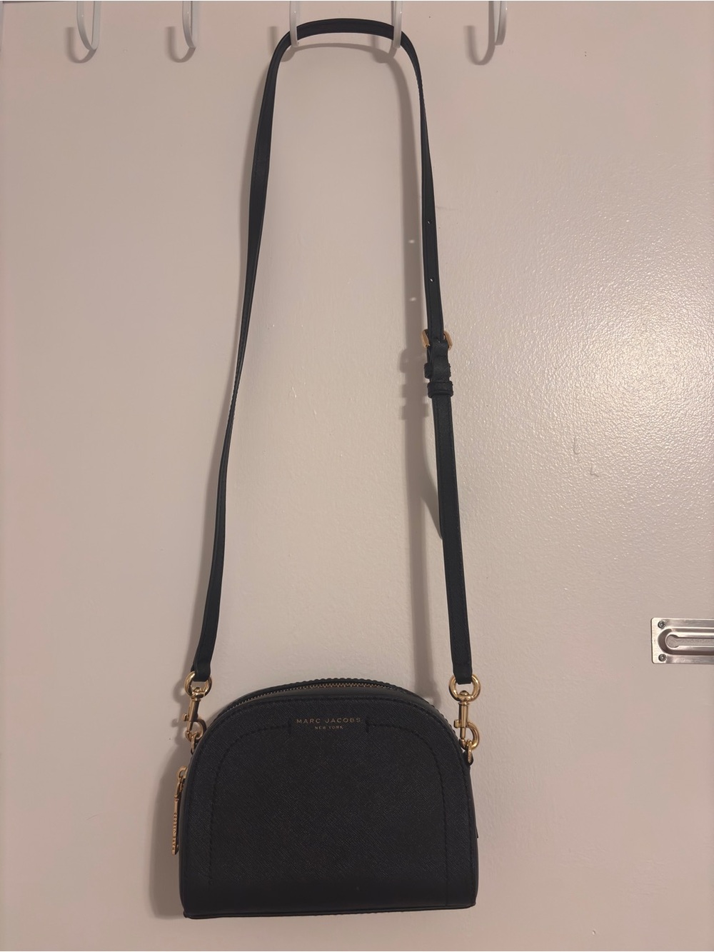 Marc Jacobs Black Saffiano Dome Crossbody with Gold Hardware - Picture 3 of 11